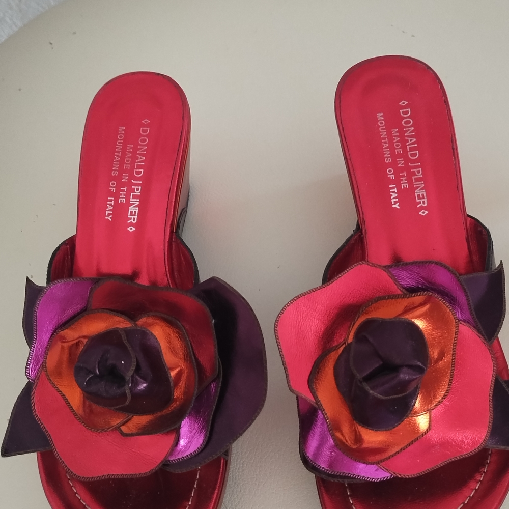 Donald J. Pliner Women's Red and Purple Floral Sandals